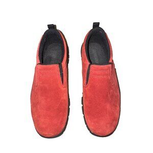 Lands' End Red Suede Leather Slip On Loafer Shoes Size 9 M (Runs Small)